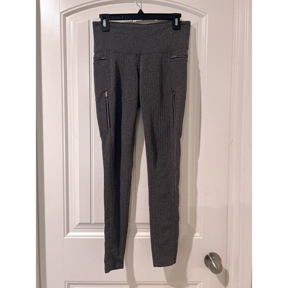 Athleta Sly Drifter Leggings Zipper Pockets Herringbone Black White Size Medium - Picture 3 of 13